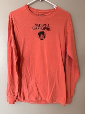 National Geographic Mens Long-Sleeve Tee - Coral Orange